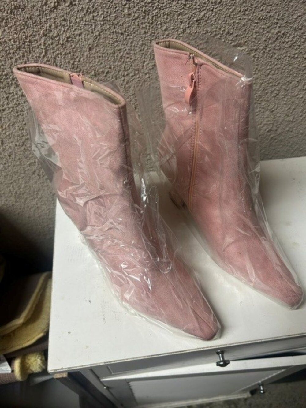 SHEIN Dusty Rose Pink Pointed Toe Ankle Booties Block Heel EU 40